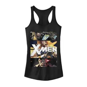 Juniors Womens Marvel X-Men Team Panels Racerback Tank Top