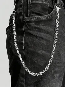 1pc Street Hip-Hop Gothic Cross Linked Pants Chain For Men,Street Hip-Hop Waist Chain,Men’s Pants Decoration,Pants Charm Gift