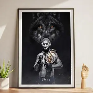 Khamzat Chimaev Poster, Borz, UFC Poster,  Fighter Poster, Wall Decor, Middleweight Champion MMA Present