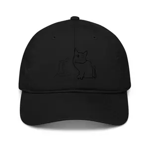 Black Organic Cotton Baseball Cap Melvin on the Mic Design 100% Certified OCS Eco Friendly Dad Hat with Adjustable Closure