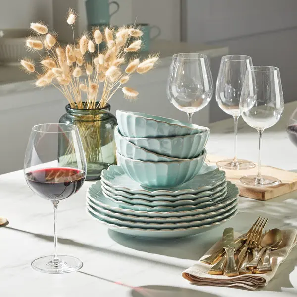 Lenox 894511 French Perle Scallop Dinnerware Set, Ice Blue - 12 Piece