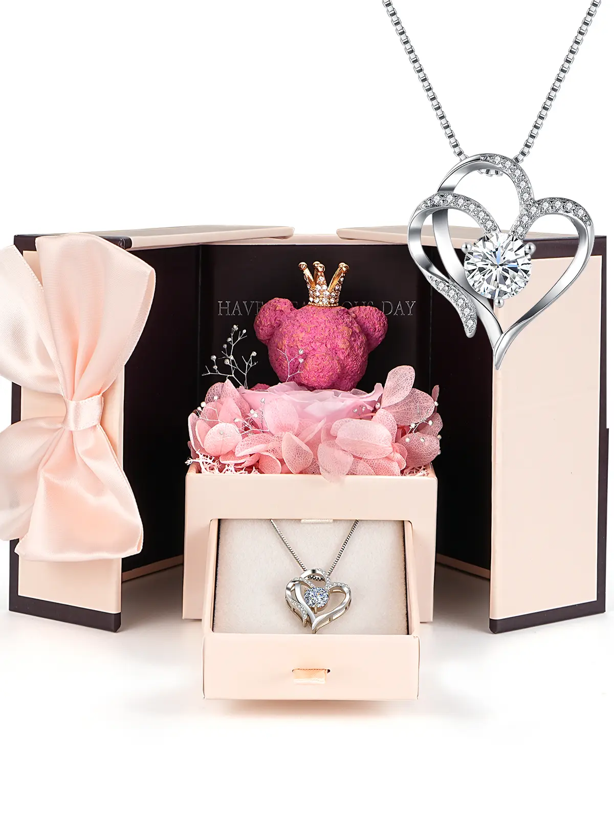 1 Piece Heart Necklace with 1 Piece Gift Box, Gifts for Women Mom Wife Sister Grandma Girlfriend Her, Mothers Day Gifts from Daughter Son,Gift for Birthday Christmas Valentines Day
