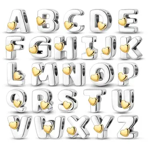 MULA A-Z Love Letter Beads | 925 Silver with Platinum Plated | Customizable Bracelet and Necklace Initial Beads | Perfect Gift for Girls and Women | Ideal for DIY Jewelry | Suitable for Pandora Bracelets and Necklaces
