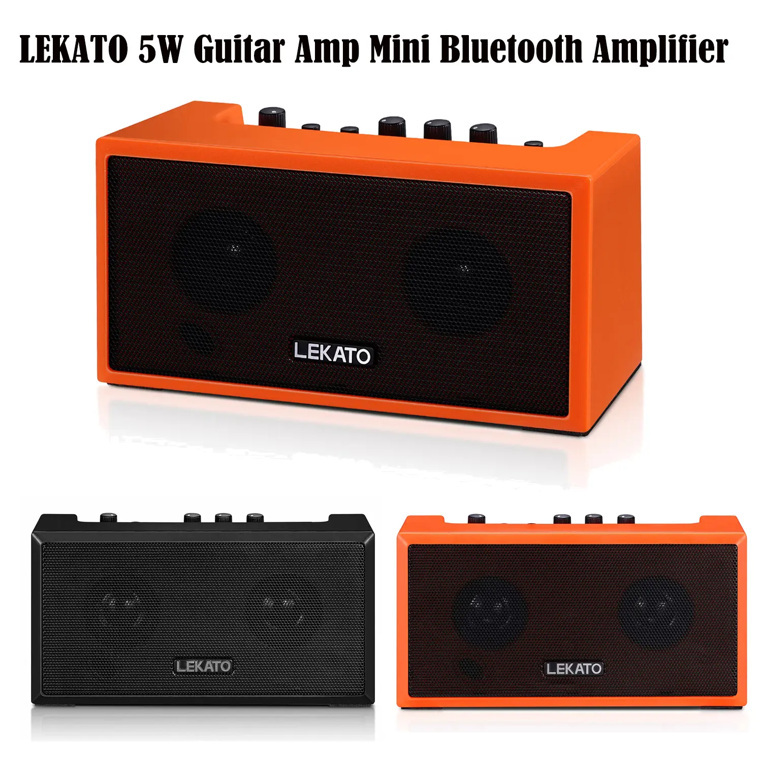 LEKATO Mini Guitar Amp Rechargeable Amplifier Electric Guitar Amp 5W Clean/Overdrive Bluetooth Guitar Amp Portable Guitar Amp for Daily Practice