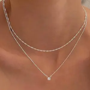 Necklaces for Women, Dainty white Gold Necklace 14k white Gold Plated Long Lariat Necklace Simple Gold