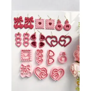 Valentines Polymer Clay Cutters Set- 7 count Heart & Love, Pictures, Cherry, Sunglasses, Double Heart Shapes Clay Earring Cutters, Mini Clay  Making Tools