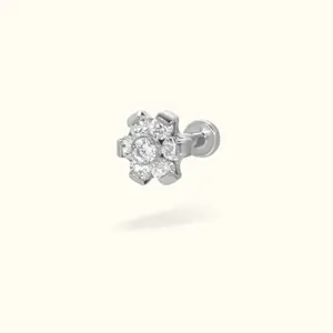 Titanium Crystal Flower Flat back Earring