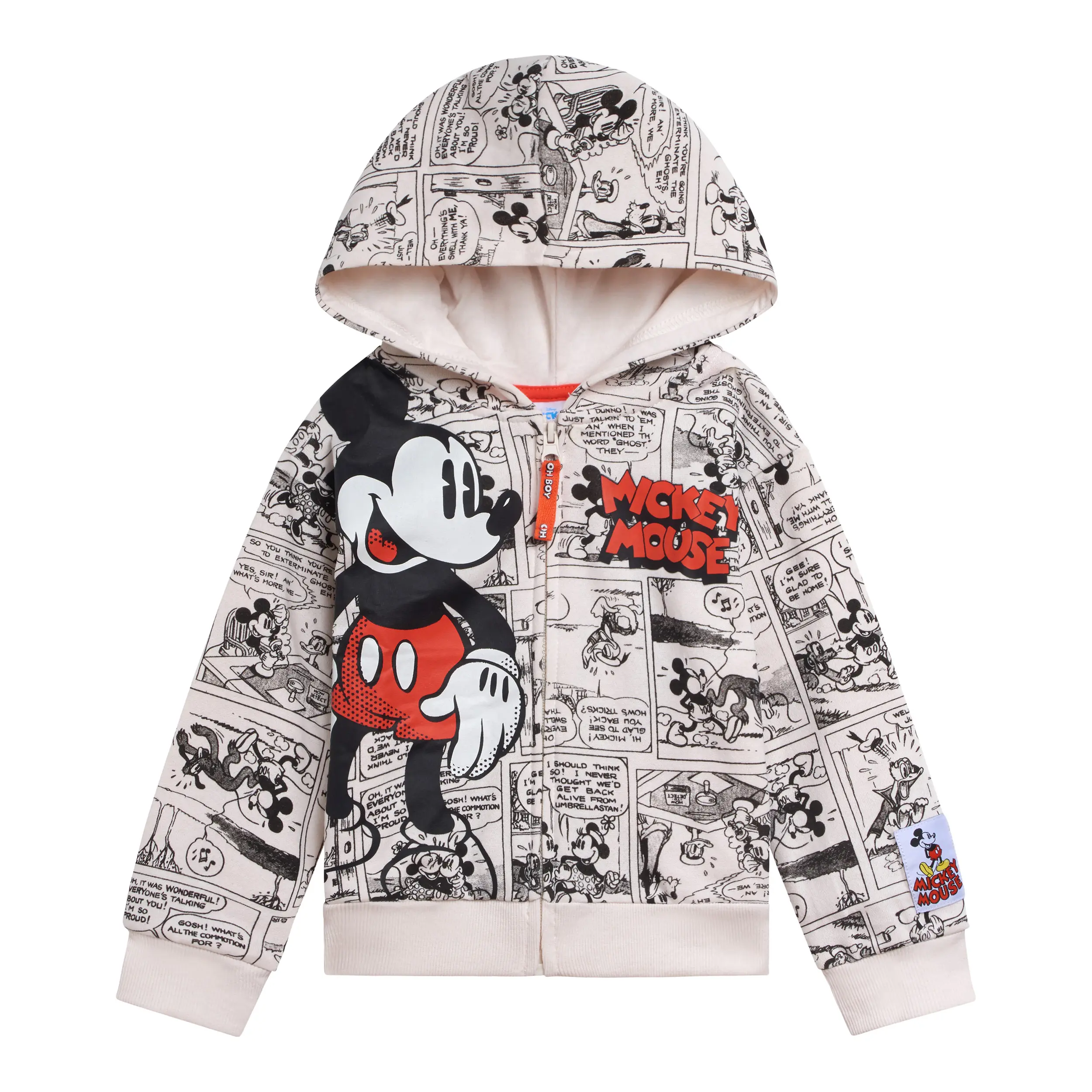 Disney Mickey Mouse Boys' Soft Fleece Lined Hood Zip-Up Hoodie - Mid-Weight Long Sleeve Streetwear Clothing, CPSIA Safe, Side Pockets, Snug Cuffs - Toddler to Big Kid