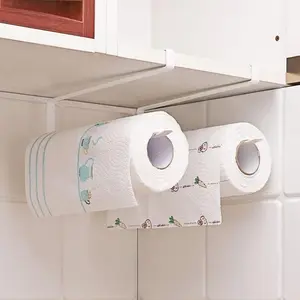 1pc No-Drill Kitchen Under-Cabinet Paper Towel Holder, Tissue Holder, Convenient Storage for Cling Film, Space-Saving Home Organizer