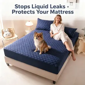 Waterproof Mattress Protector , Breathable 3D Air Fitted Sheet Mattress Cover with 18‘’ Deep Pocket, Noiseless TPU Bed Cover for Kids Pets Adults Menstrual & Incontinence – Machine Washable（Pillowcases not included）