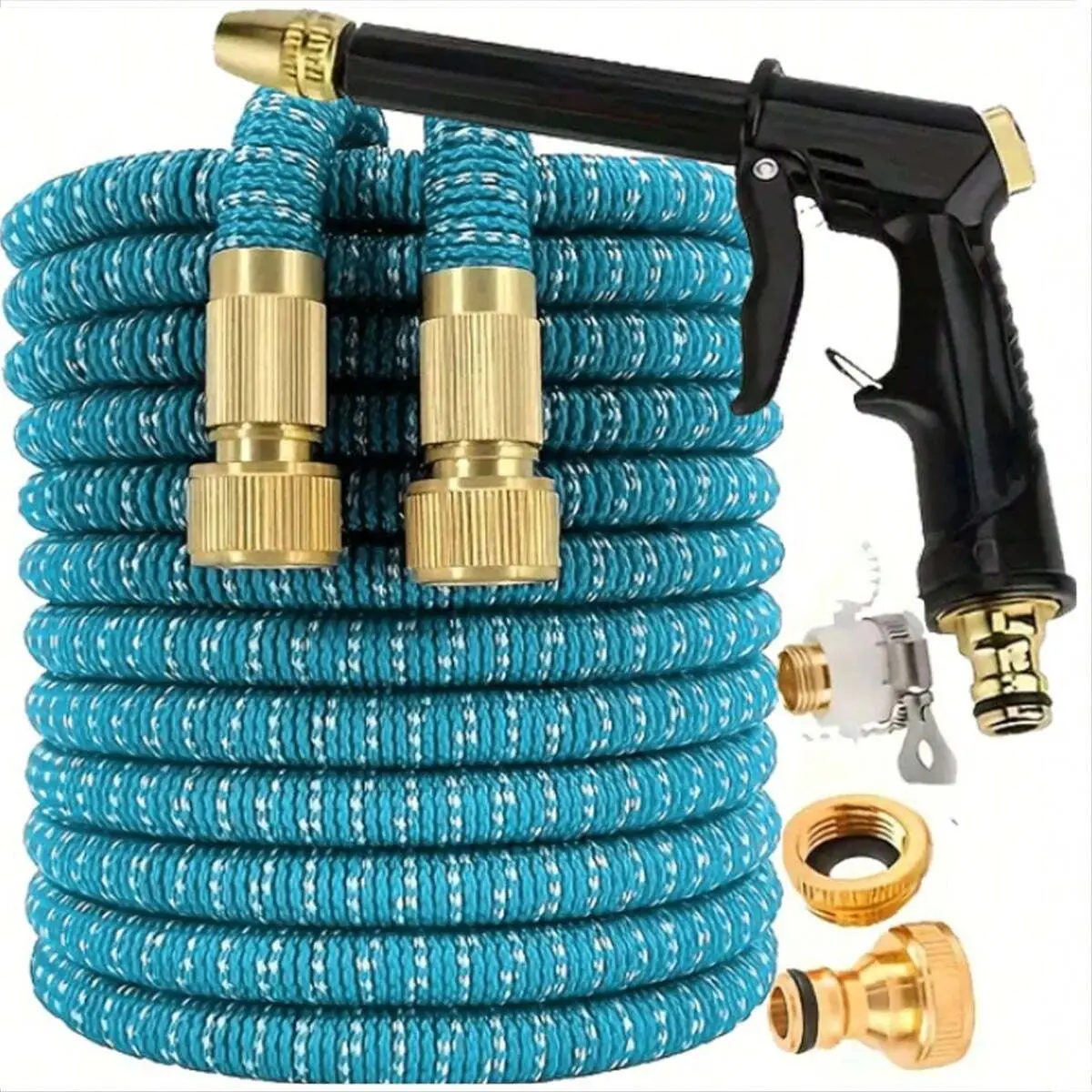 PC High-Pressure Nozzle Extension Garden Hose Set, 3x Retractable Coiled Hose, Durable Rubber Material, Universal Thread, Outdoor Home Cleaning & Garden Watering Hose, Watering Sets #GLOBAL PICKS