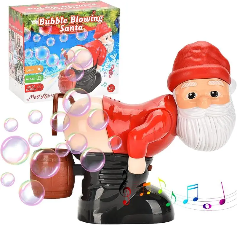 Santa Bubble Butt Blower, Santa Claus Farting Bubble Machine, Funny Automatic Blowing Blower with Music Flashing Lights Colorful Bubbles, Christmas Stocking Stuffers Gift for Kids