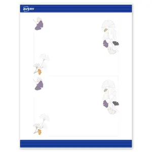 Avery Printable Rectangle Invitation Cards with Sure Feed Technology, Pre-Printed Silver Metallic with Gingko Leaves Design, Matte White, 5" x 7", Laser & Inkjet Compatible, 20 Total