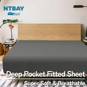 NTBAY Deep Pocket Fitted Sheet, Soft Microfiber Wrinkle-Free Bedding