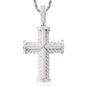 【#P774】UCCIYO Nail Cross Pendant Lab-created moissanite S925 Sterling Silver Moissanite Pendant Necklace for Women Men Hip Hop Jewelry Gift