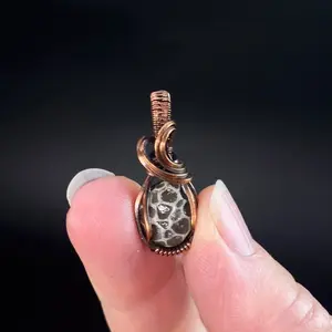 Fossilized 380 Million Year Old Pleurodictyum Coral & Copper Wire Wrapped Pendant