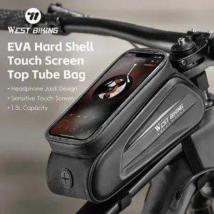 WEST BIKING Bicycle Frame Bag Outdoor Waterproof Front Bike Top Tube Bag Bicycle Accessories Phone Touch-screen Bike Bags, Cycling Bag, Outdoor Sports Bag