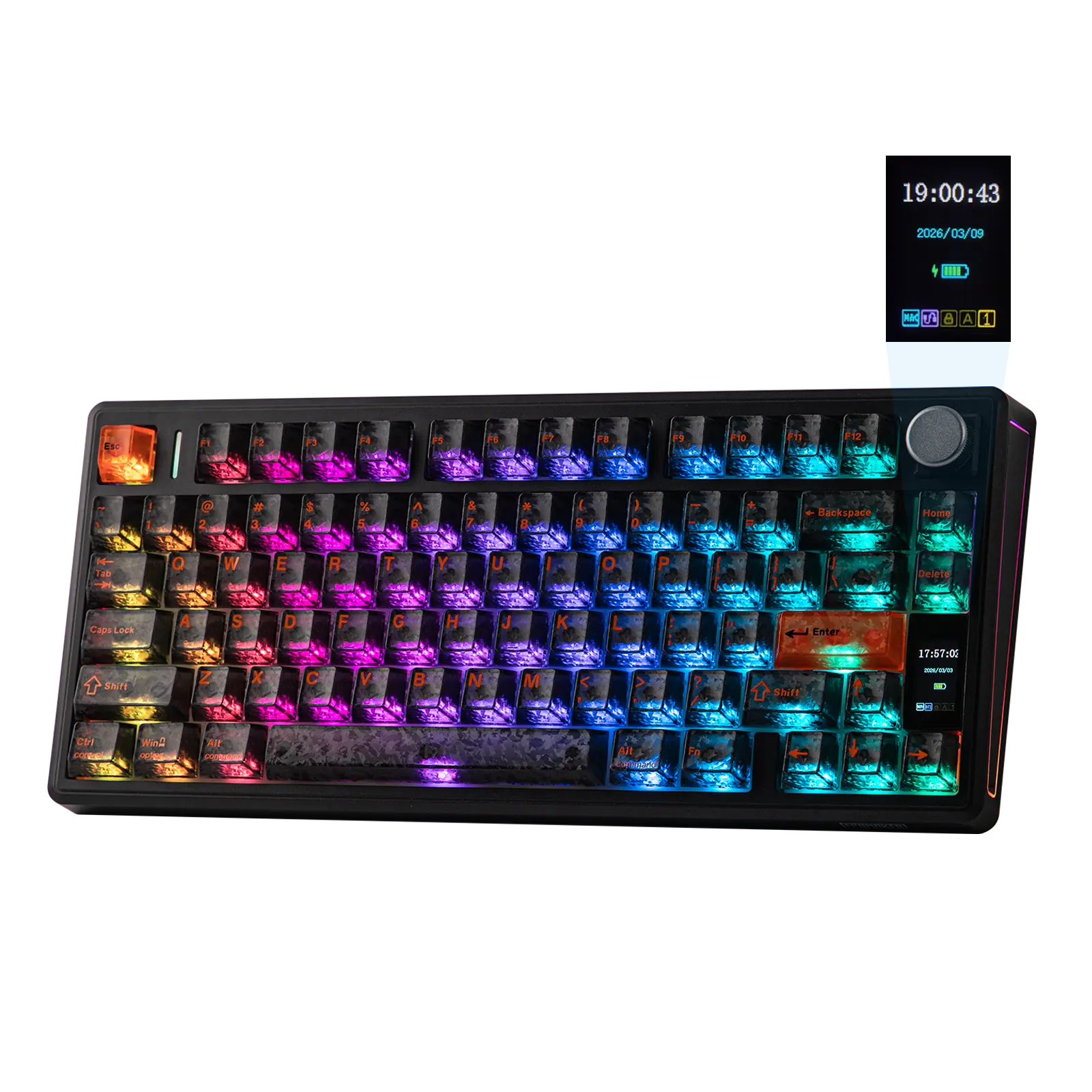 EPOMAKER TH80 V2 PRO Silent Hot-Swappable Wireless Mechanical Keyboard, 10000mAh Battery, 2.4G/BT Connectivity, Screen & Knob, PBT Keycaps, Mac Modifiers, RGB Creamy Gasket, Custom Gaming Keyboard for Mac/PC, Silent Mechanical Keyboard, Hot Swappable Keyb