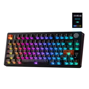 EPOMAKER TH80 V2 PRO Wireless Mechanical Keyboard Screen & Knob 10000mAh & 2.4G/BT Hot-Swap PBT Keycap Mac Modifier RGB Creamy Gasket Custom Gaming Keyboard for Mac/PC