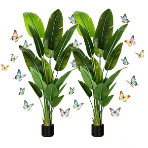 Mom Deserves the Best 5FT Artificial Bird of Paradise Plant 2Packs Fake Tree with Realistic Leaves Durable Pot Adjustment-Free Branches for Home Garden Decor Mother's Day Special