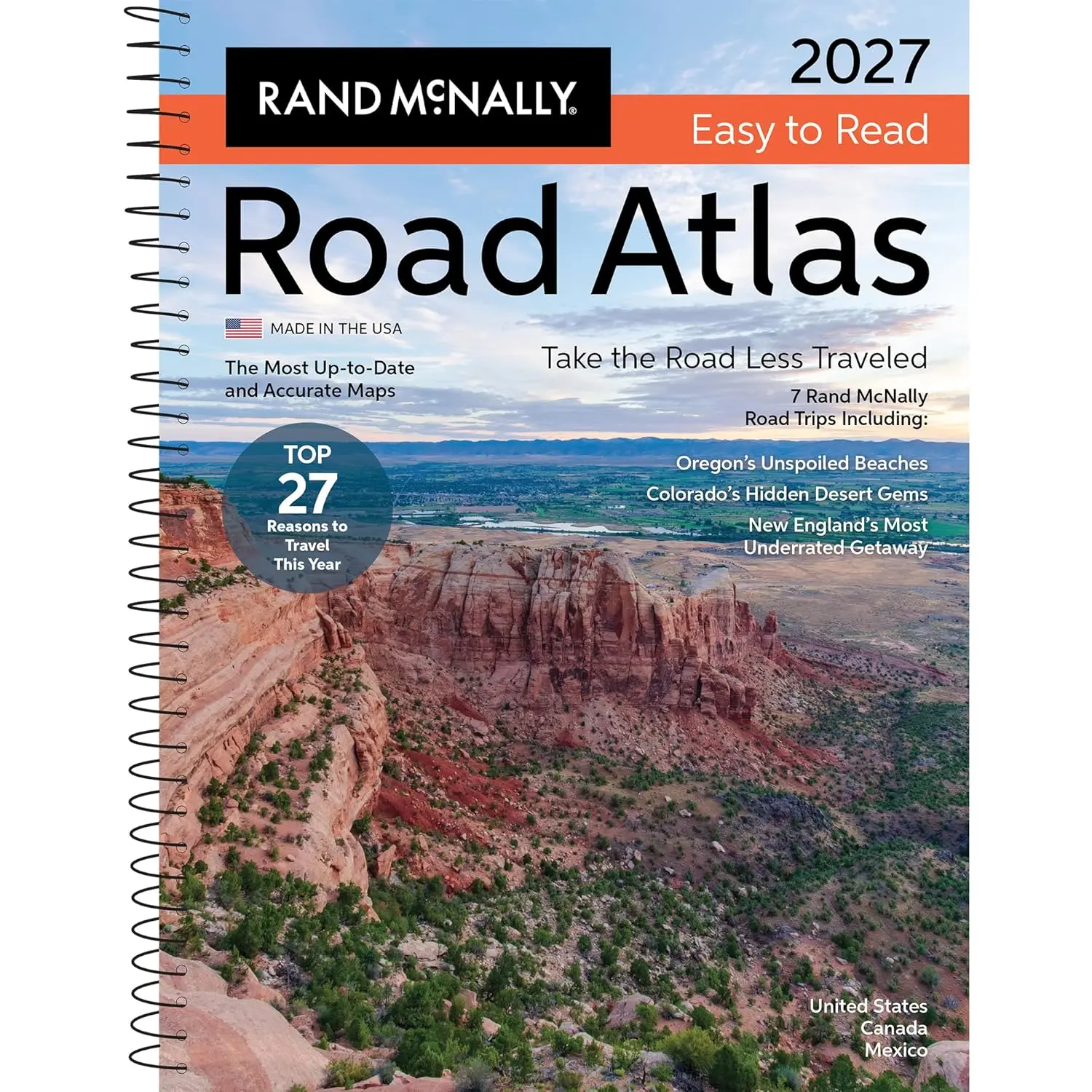 Rand McNally 2026-2027 Large Scale English Road Atlas - Regular Edition, Paperback, 184 Pages, Easier on the Eyes, Expertly Crafted Maps, QR Codes for Each Trip, 27 Reasons to Hit the Road, 7 Stunning Detours, Travel Adventure Use