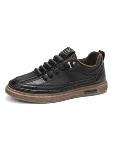 1 Pair Men's Fleece-Lined Chunky Casual Sneakers | Winter Commute Style | Ultra-Warm Plush Lining + Non-Slip Wear-Resistant Outsole + Elastic No-Tie Laces | Winter Commute / Daily Outings / Students / Outdoor Activities, Warm & Versatile Trendy Casual Sho