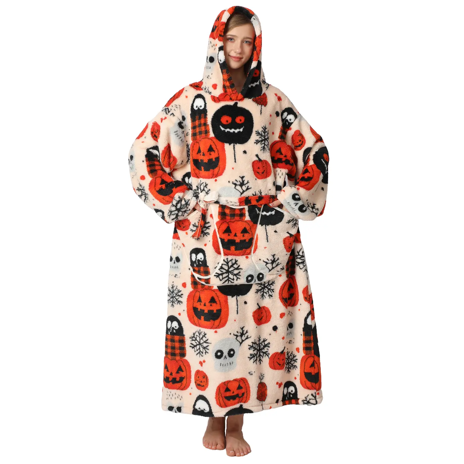 Msrlassn Oversized Wearable Blanket Hoodie as Gifts for Mom Women Girlfriend Men, Mid Year Sale Deals For You Day Plus Size Sleepwear Blanket Hooded for Women Men, Halloween 1Pcs Nightgown Loungewear Womenswear Sweatshirt Blanket with Pocket