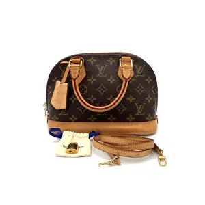 Pre-owned Louis Vuitton Canvas Coated Handbag Alma Monogram Brown BB#4099