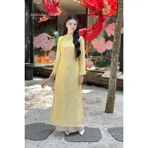 Yellow Floral Modern Ao Dai Top | Vietnamese Women’s Dress O25