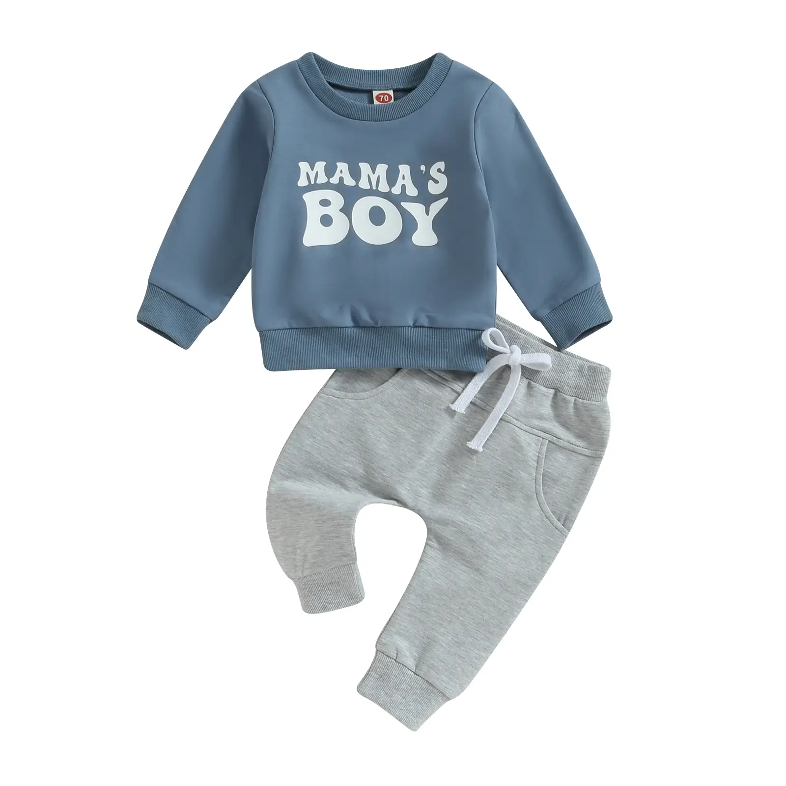 Toddler Boys Fall Outfits Letter Print Crew Neck Long Sleeve Sweatshirts and Long Pants 2Pcs Clothes Set