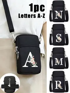 Letter Print Mini Outdoor Sports Bag/wallet, Earphone Port, Phone Pocket, Crossbody Purse, Ladies Shoulder Bag, Valentine Gift, Casual Zipper Purse