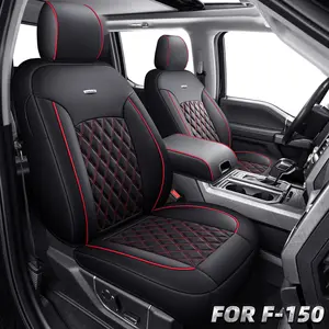 Ford F150 Seat Covers 2015-2023 2024 2025 2026,Full Set Leather Waterproof Black Trucks Pickup Seat Covers Custom Fit for Ford F150 Accessories,Car Seat Cover for SuperCrew/CrewCab(XL,XLT) Car Seat Protectors Red