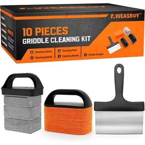 Griddle Kit for, Flat Top Grill Kit with Grill Stone, Griddle Scraper & Griddle Brush Easy to Remove Stain