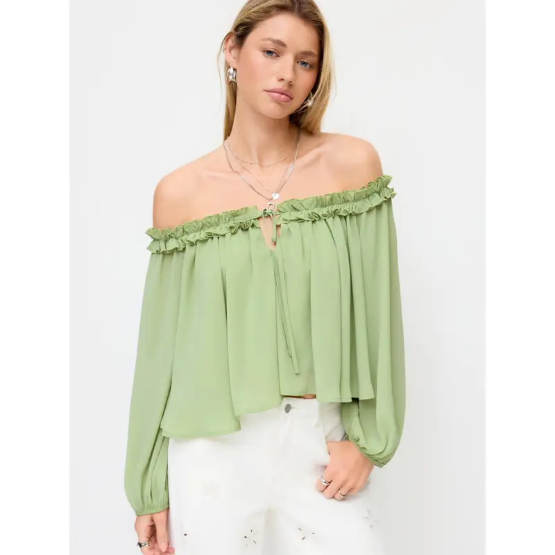 womens shoulder ribbon top - TikTok Shop