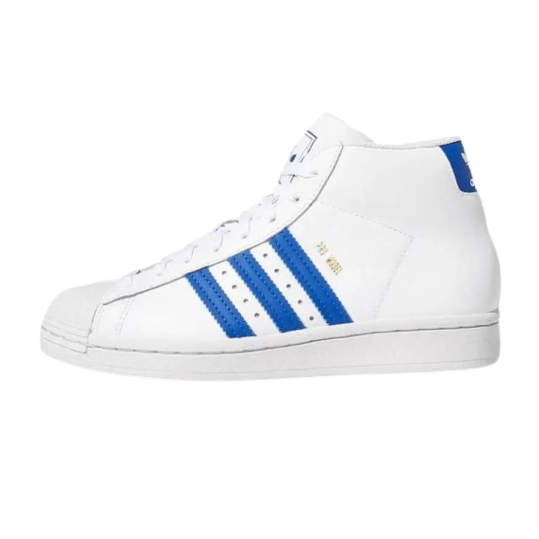 Adidas Mid-Cut Pro Model J Casual Trainers for Boys - Classic Faux Leather, Velcro Strap, Synthetic Build, Vintage Look, Rubber-Grip Sole, for Young Fashionistas, Everyday Wear