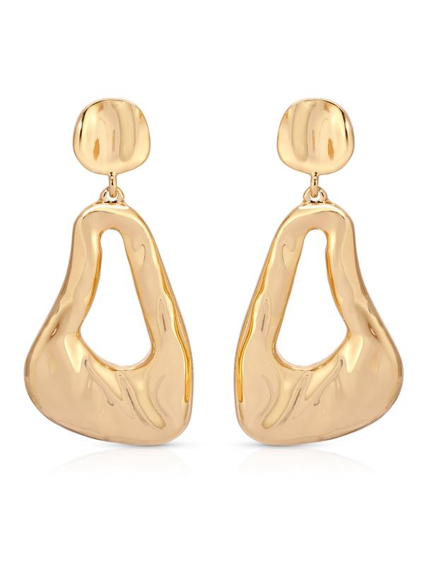 Ettika Molten Drop Earrings - 18k Gold Plated, Silver Plated, Zinc, Lightweight & Versatile, 1.88" Length, Post Closure, Elegant Design