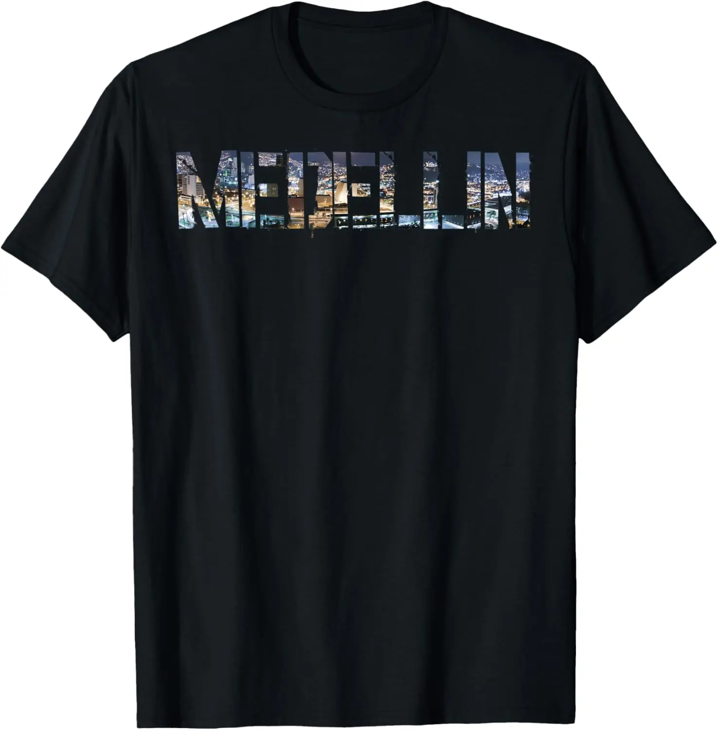 Lady's 100% Cotton Short-Sleeve Round Neck Casual Distressed Graphic Top - Medellin Colombia Inspired Streetwear Everyday T-Shirt