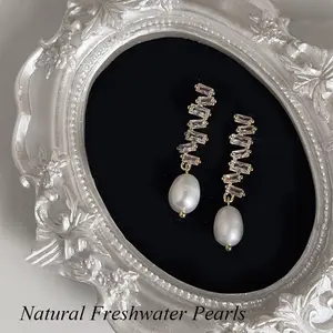 Simple Natural Freshwater Pearl Earrings for Women Daily Wear