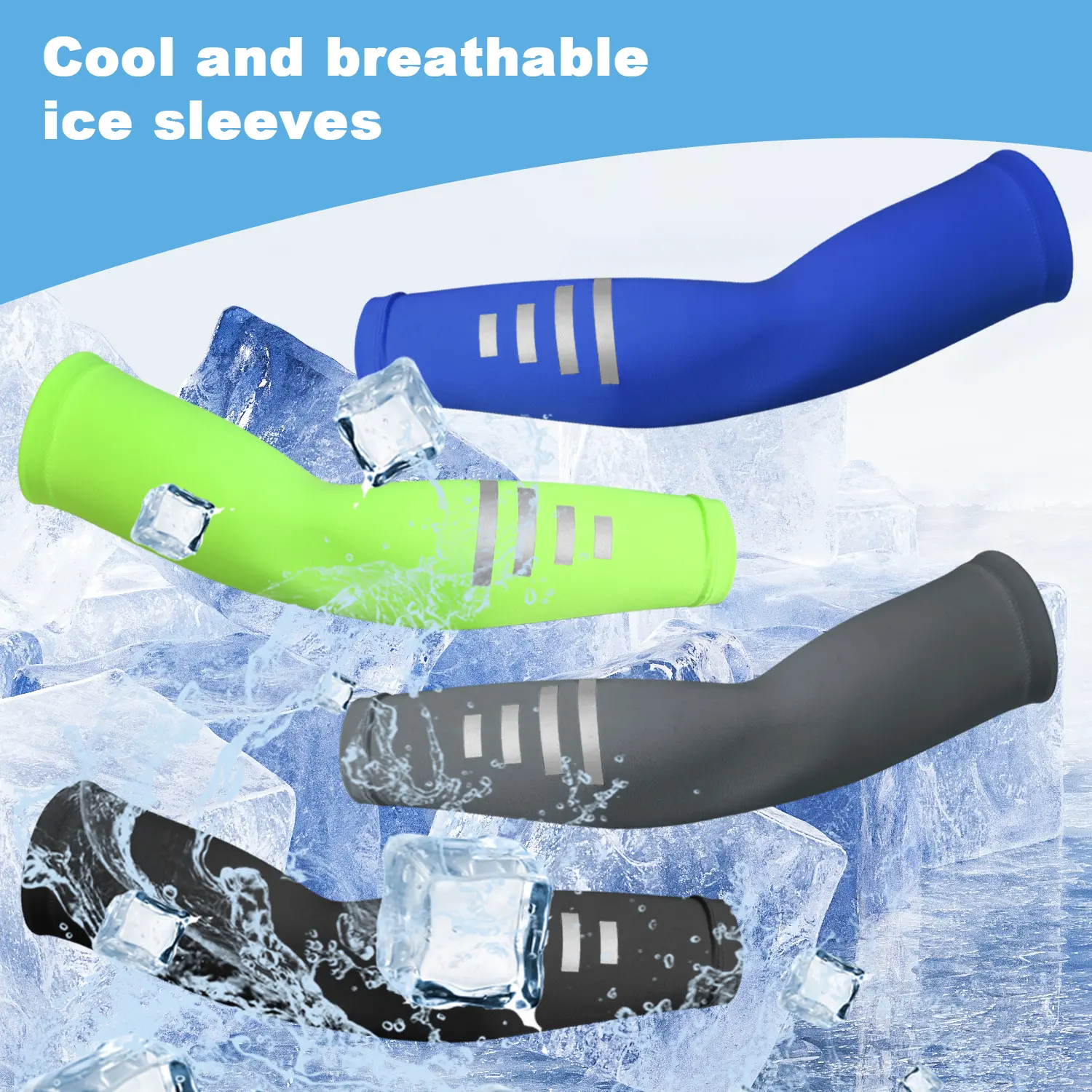 2Pairs UPF 50+ Cooling Arm Sleeves,Stretchy,Breathable Lycra Fabric,Quick Dry,for Running,Cycling,Climbing,Travel,Sports and Outdoor Work,Hot Weather