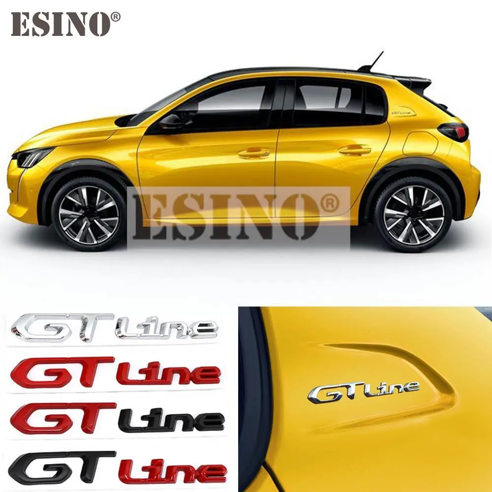 Car Styling GT Line 3D Metal Chrome Zinc Alloy Emblem Car Badge Body Fender Adhesive Emblem for Peugeot GT RCZ 308 508 3008 5008