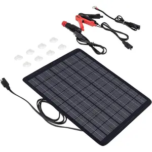 Renogy 10W Solar Trickle Charger Portable Battery Maintainer with Lighter Plug/Alligator Clips/Battery Cables for Car Boat Marine Motorcycles Truck monocrystalline solar
