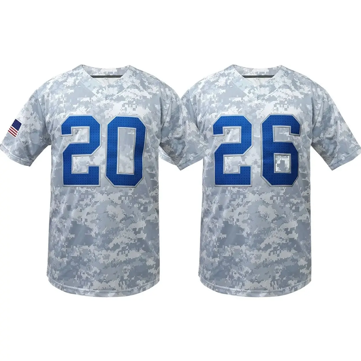 Men's Detroit #20 Grey American Football Jersey,V Neck Short Sleeve Name and Number Embroidered Sports T-Shirt, Casual Loose Fit Football Jersey, Gift for Training,Thanksgiving,Christmas,New Year