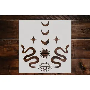 Moons, Snakes, All Seeing Eye Stencil - Art and Wall Stencil