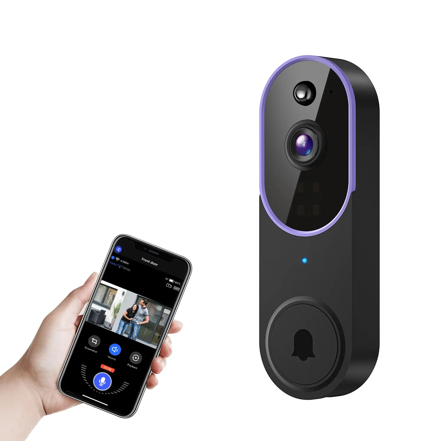 1080P Wireless Video Doorbell Camera, Smart AI Human Detection, FHD Live View, Cloud Storage, Night Vision, Two Way Audio, Instant Alert, 2.4G WiFi On