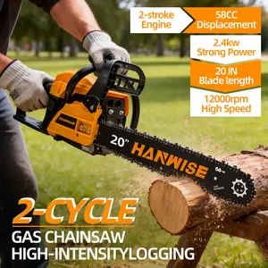 58CC Gasoline Chainsaw, 3.0HP Gasoline Chain Saw | 20-Inch Heavy-Duty Cordless Gasoline Chainsaw, Electric Saw for Cutting Wood, Chainsaw Set, Perfect Gift for Garden/Farm/Backyard | Ideal for New Year's Day/Valentine's Day