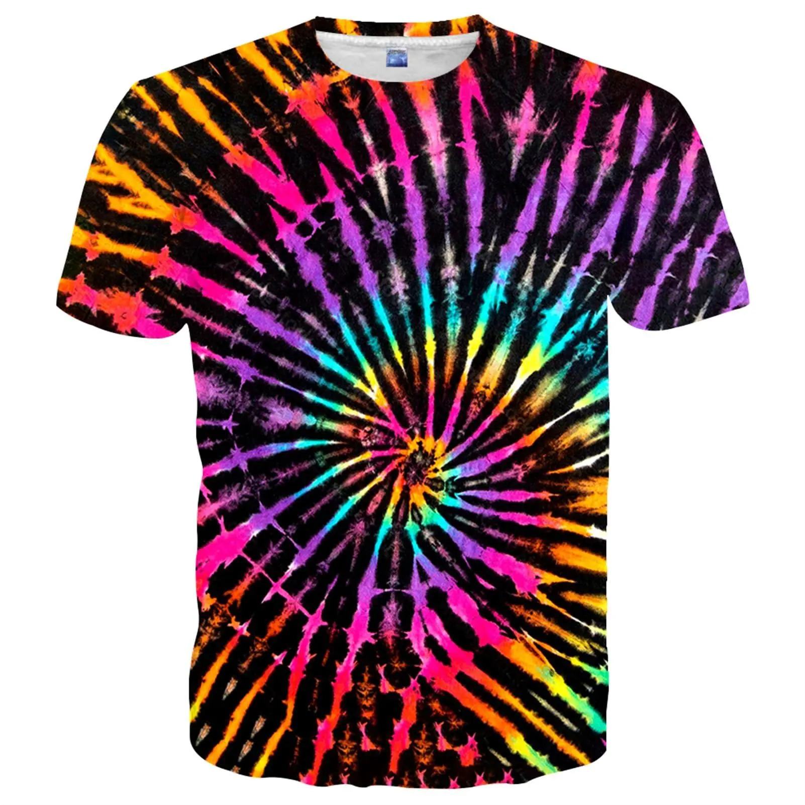 Casual Spiral Print Tshirt in Breathable Fabric, Unisex Festival Streetwear with a Relaxed Cut, Available in Complete Sizes, Round Neck, Full Body Print, Short Sleeve Tee, All Over Print