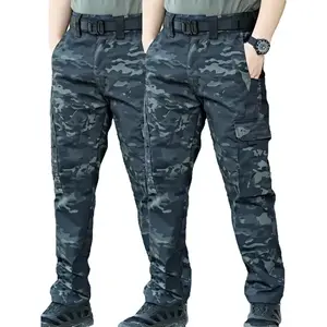 Men's camouflage pants, waterproof tactical work pants (without waistband), with zipped pockets, durable and wear-resistant outdoor training pants, loose and casual multi-pocket outdoor pants. Please place your order according to the size.