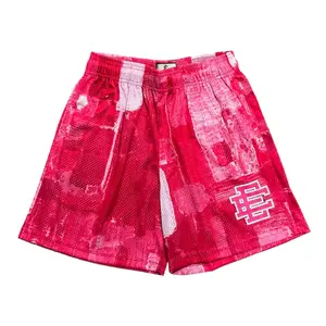 Eric Emanuel Menswear Men's Basic Shorts - Pink Boro Patchwork, All-Over Print Design