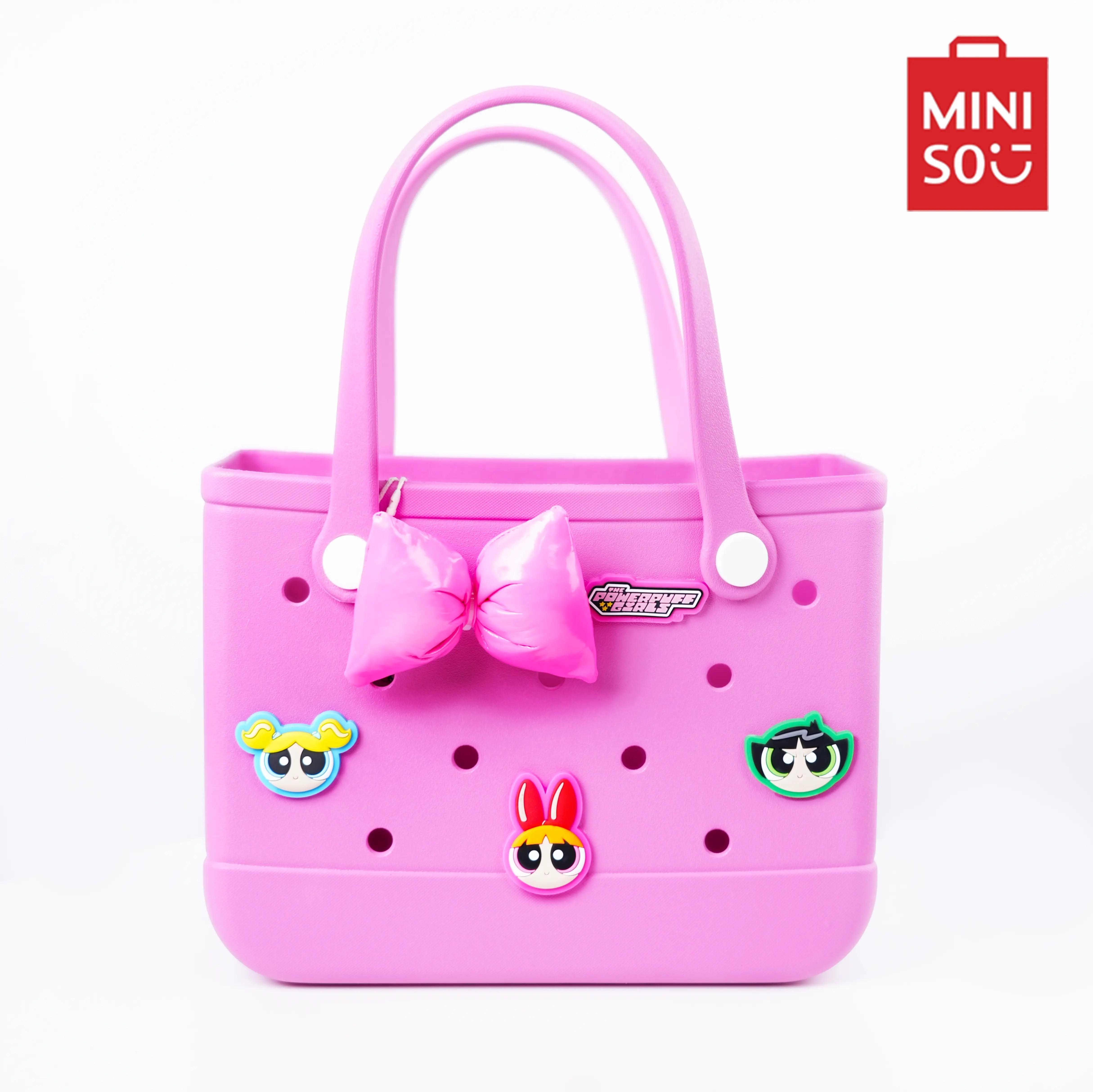 [Easter Gift Bag] Powerpuff Girls Holes Bag – Cartoon Cute Handbag for Girls, Lightweight Beach & Grocery Bag, Retro Collectible with Adorable Charms