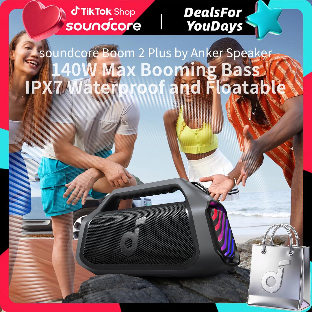 soundcore Boom 2 Plus By Anker, Outdoor Speaker, 140W, 2+2 Channel, BassUp 2.0, 20H Playtime, Fast Charge, IPX7 Waterproof, RGB Lights, Power Bank, Bluetooth 5.3, Portable for Outdoors, Camping, Beach #DealsForYouDays, #SummerWins